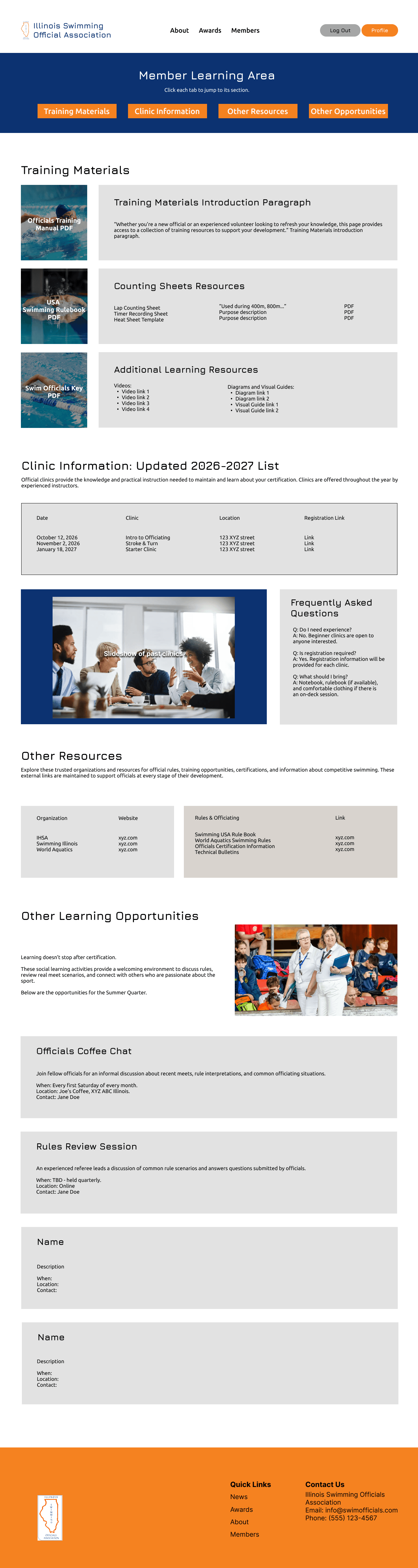 Midfi member learning area with training materials, clinic information, resources, and learning opportunities